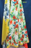 Yellow Georgette, Printed Silver Embellished Sari & Blouse